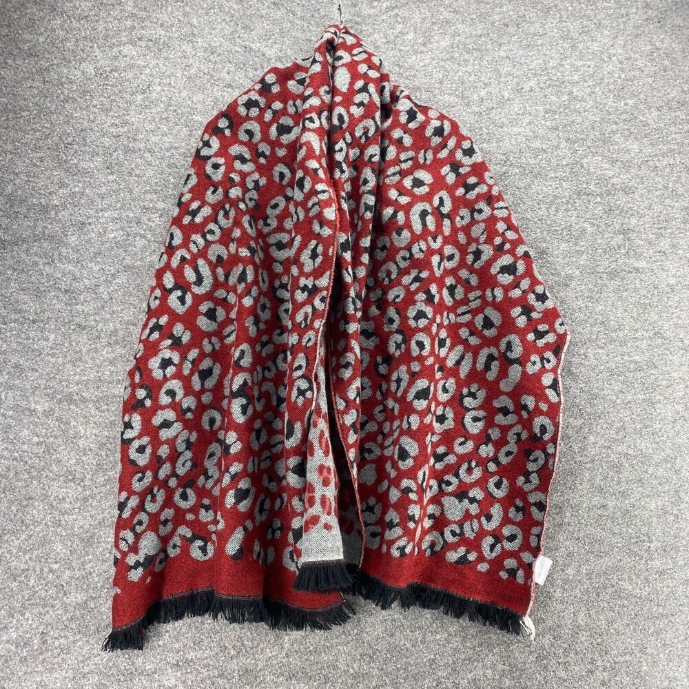 New Gordmans Cape Sweater Women S Small Red Animal Print Knit Open Front Casual